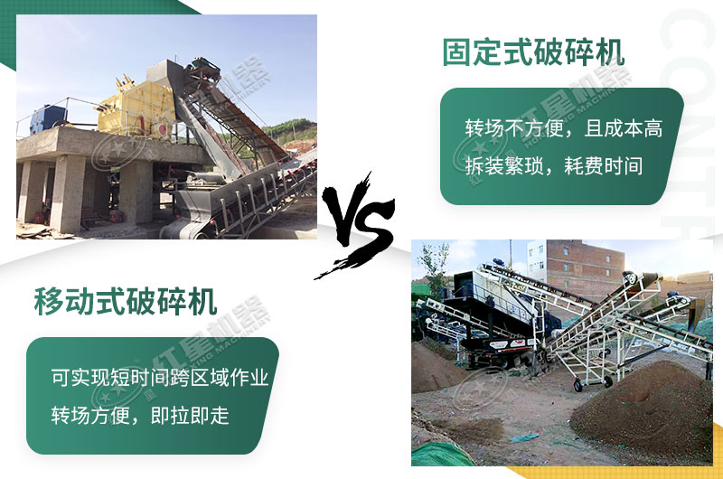 流動(dòng)粉碎石機(jī)，可以隨時(shí)轉(zhuǎn)場(chǎng)停車(chē)生產(chǎn)的破碎生產(chǎn)線